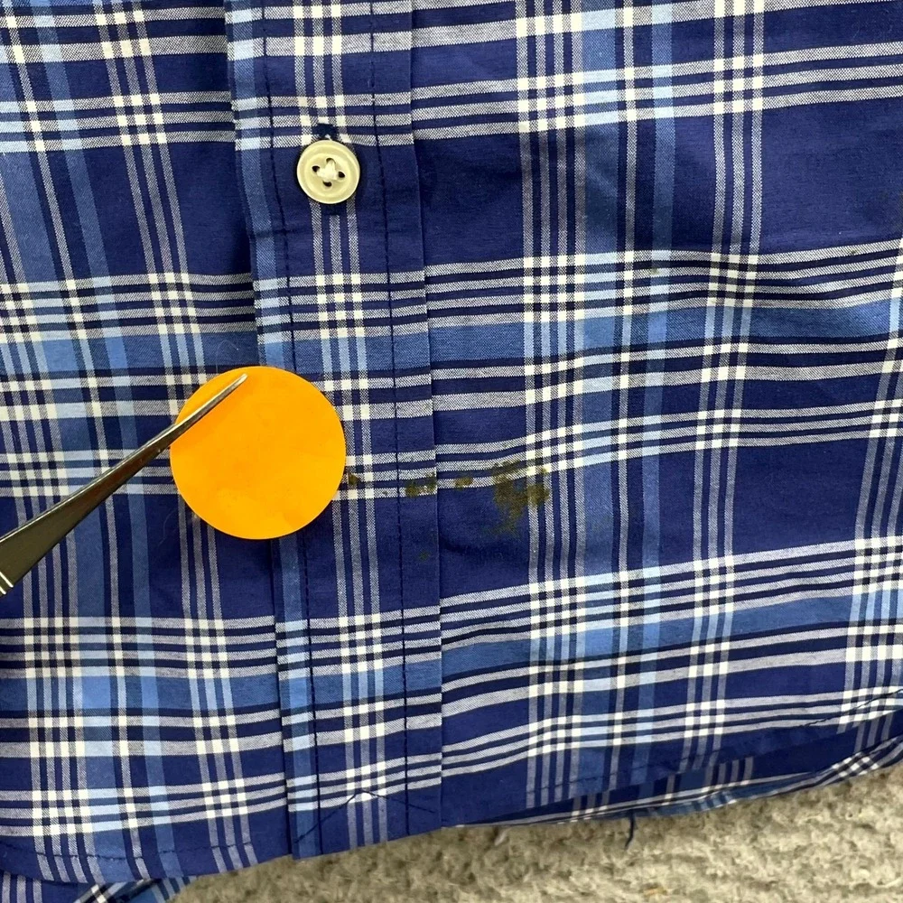 Ralph Lauren Performance Shirt Boys Medium 10-12 Blue Plaid Button Down‎ Rodeo